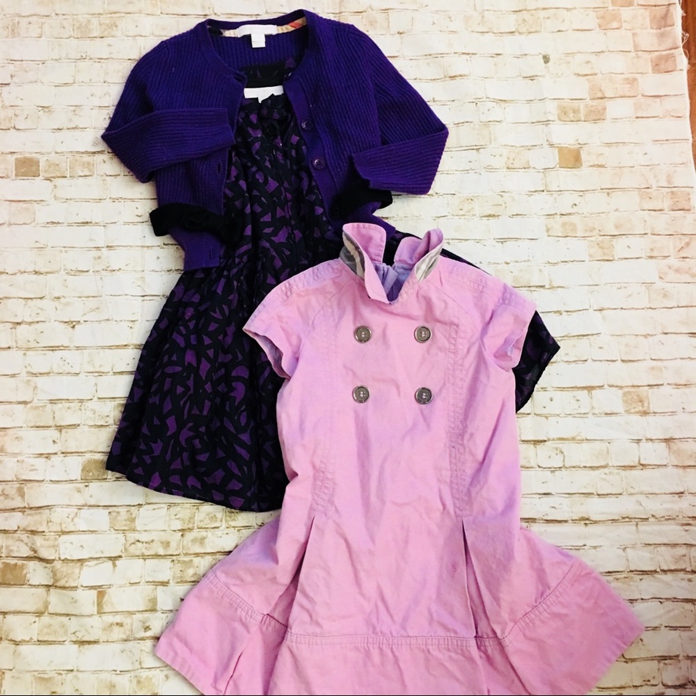 Burberry Lot Of 3 Dress  Purple Black Size 4